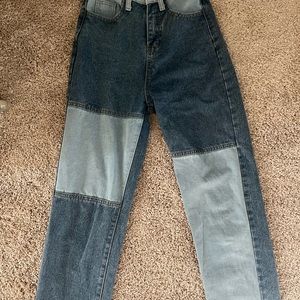 High Waist Two Tone Jeans
